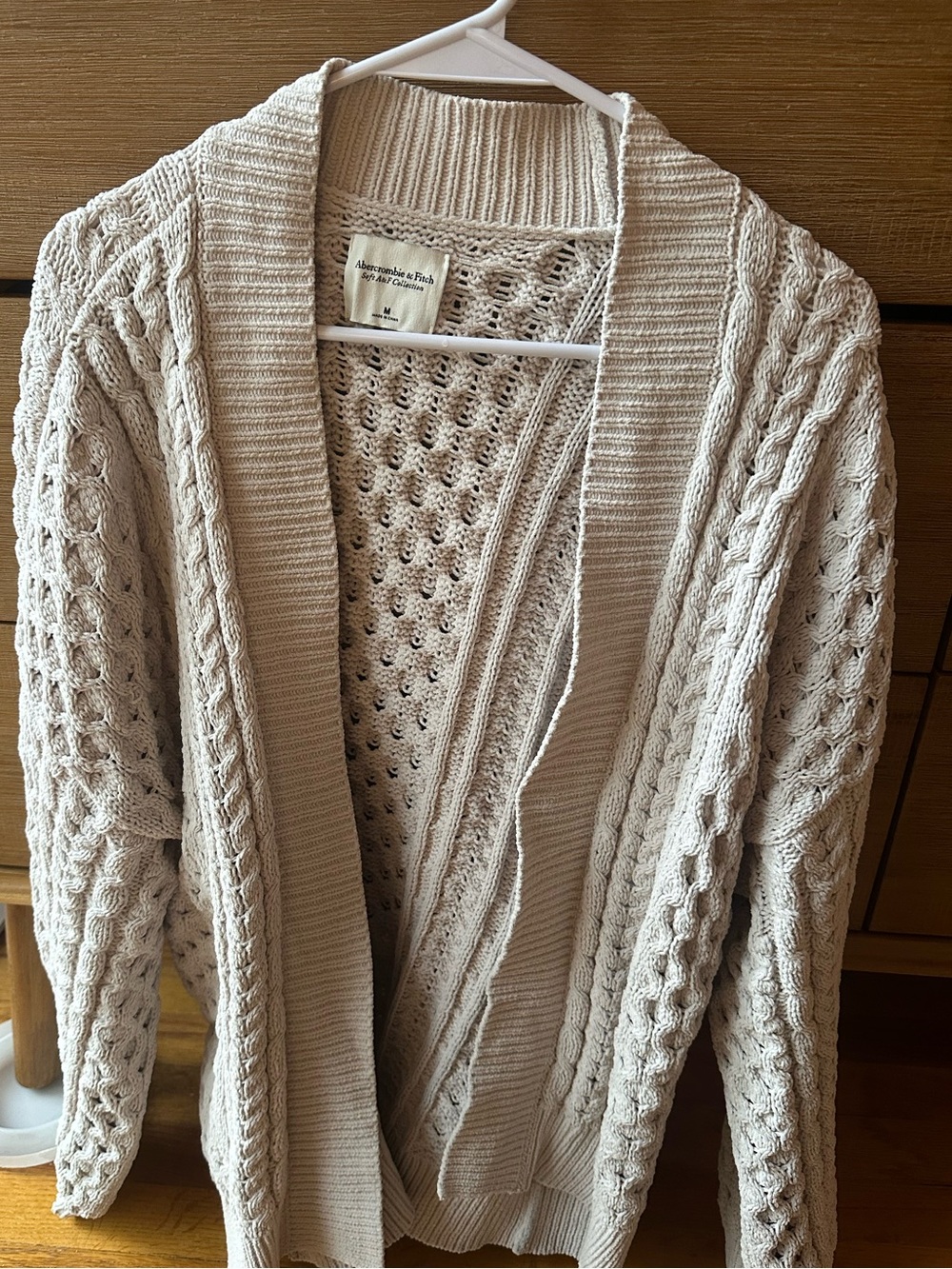 Abercrombie Open-Front Cream Cable Knit Sweater Cardigan